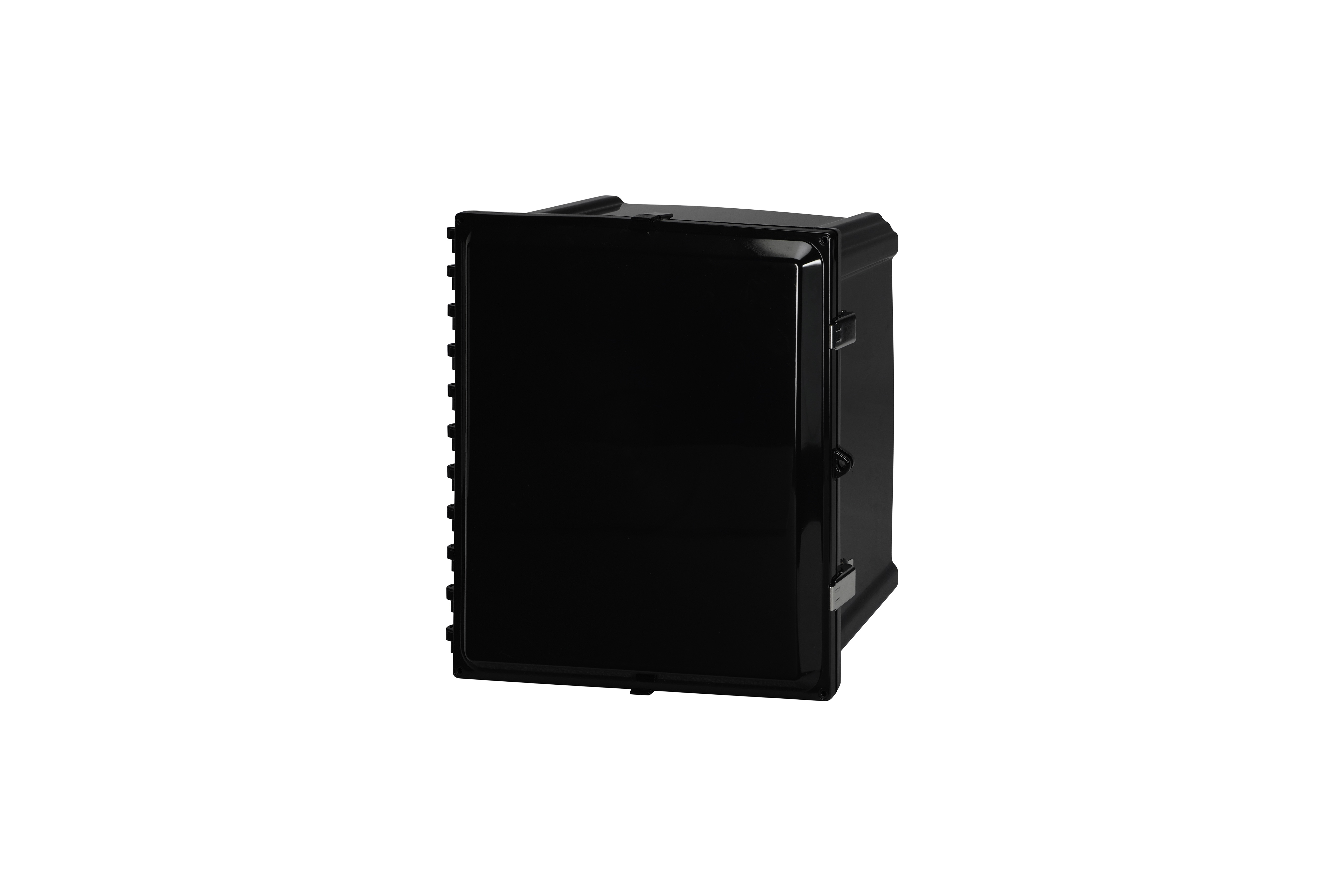 BK-PC1614SS-QFL-Closed.jpg Polycarbonate Enclosure 16 x 14 x 8 Inches, Black, with Hinged, Opaque Cover and Stainless Steel Latches by Stahlin