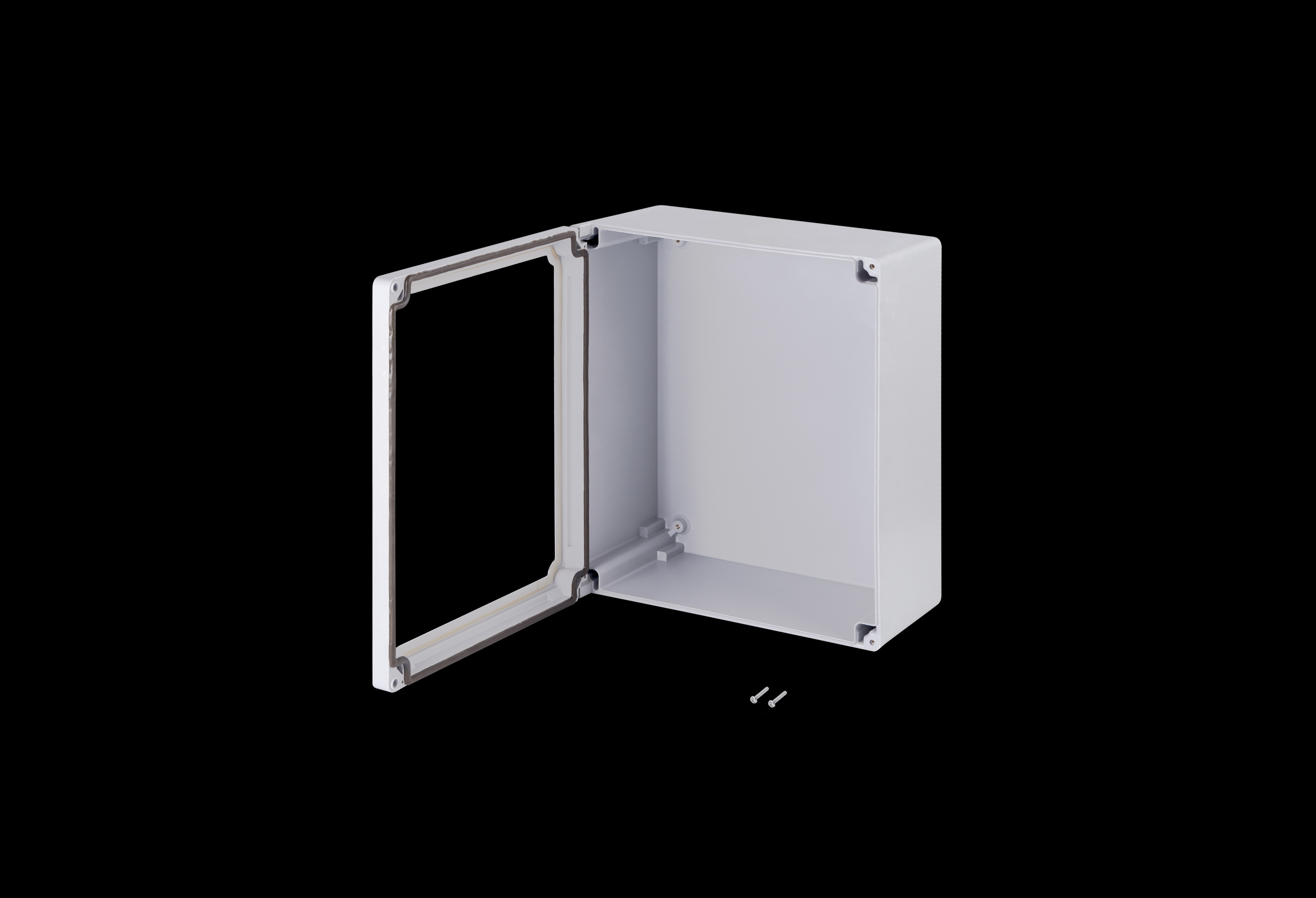 CLW1513HW-QFL-Open.jpg Fiberglass Enclosure 15 x 13 x 7 Inches Classic Series with Window and Hinged, Screw Down Cover by Stahlin