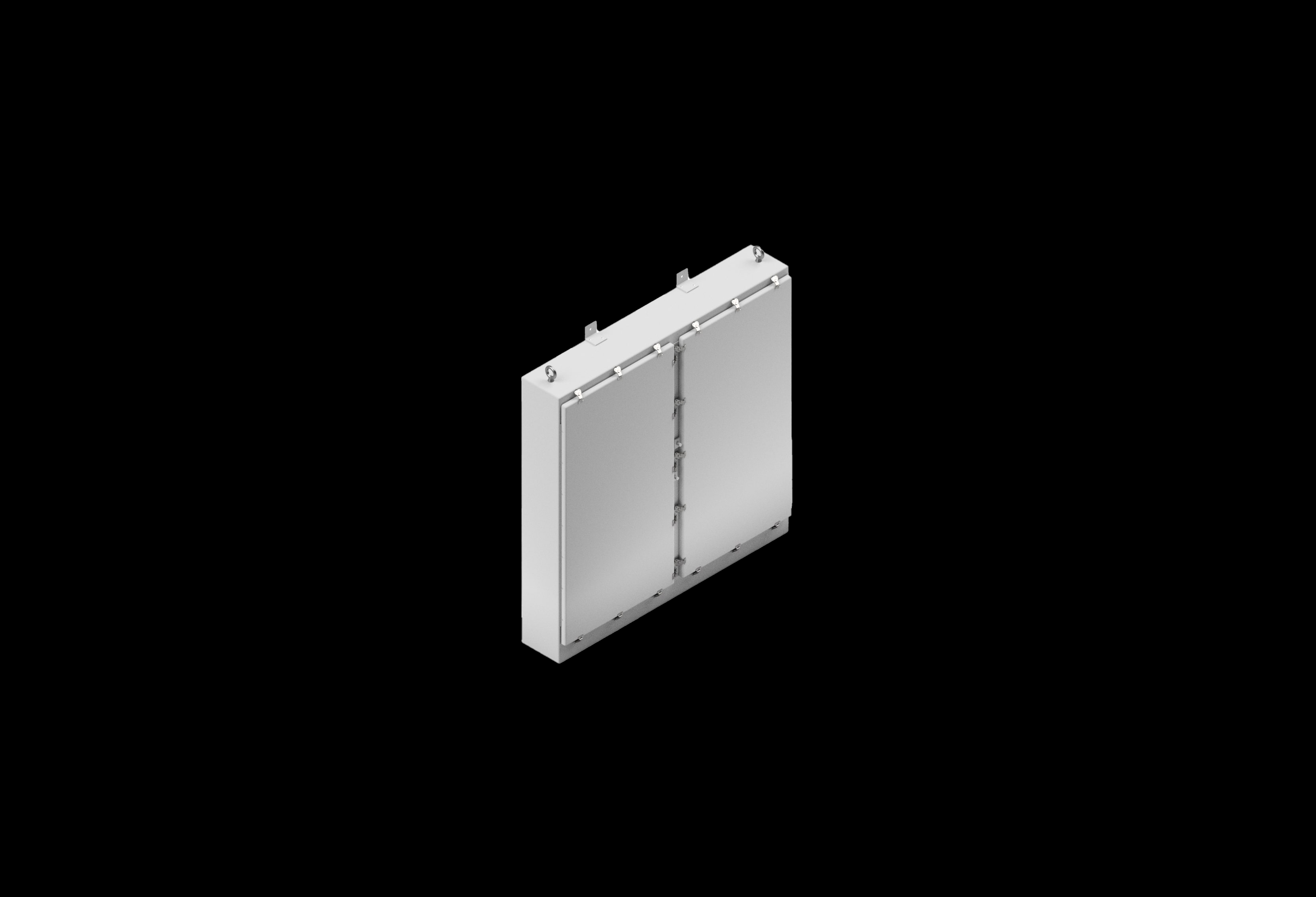 N606010FSDDHWT.jpg Fiberglass Enclosure 60 x 60 x 10 Inches N Series Large Freestanding Double Door with Stainless Steel Hinged, Latched Opaque Cover by Stahlin