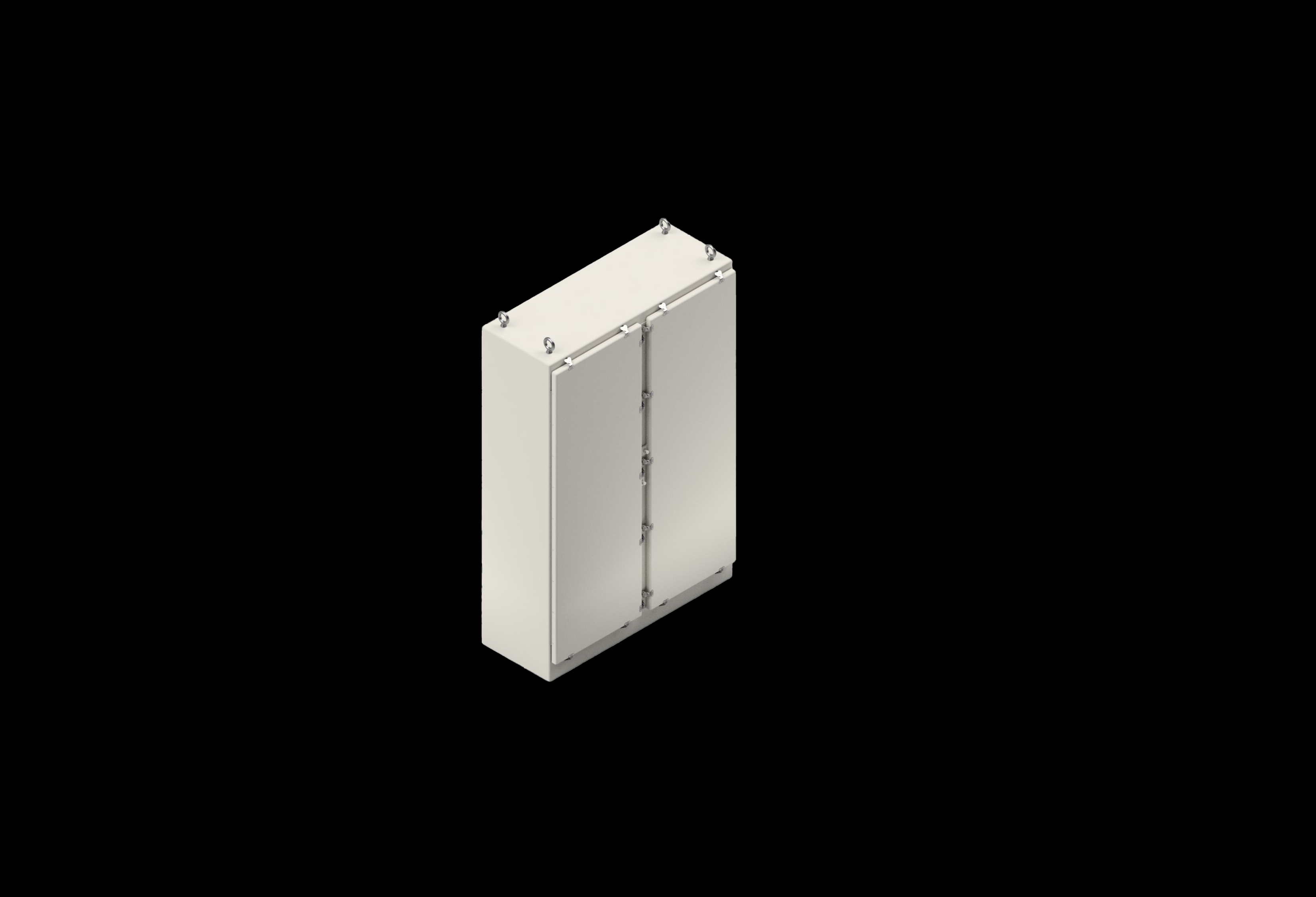 N724818FSDDHWT.jpg Fiberglass Enclosure 72 x 48 x 18 Inches N Series Large Freestanding Double Door with Stainless Steel Hinged, Latched Opaque Cover by Stahlin