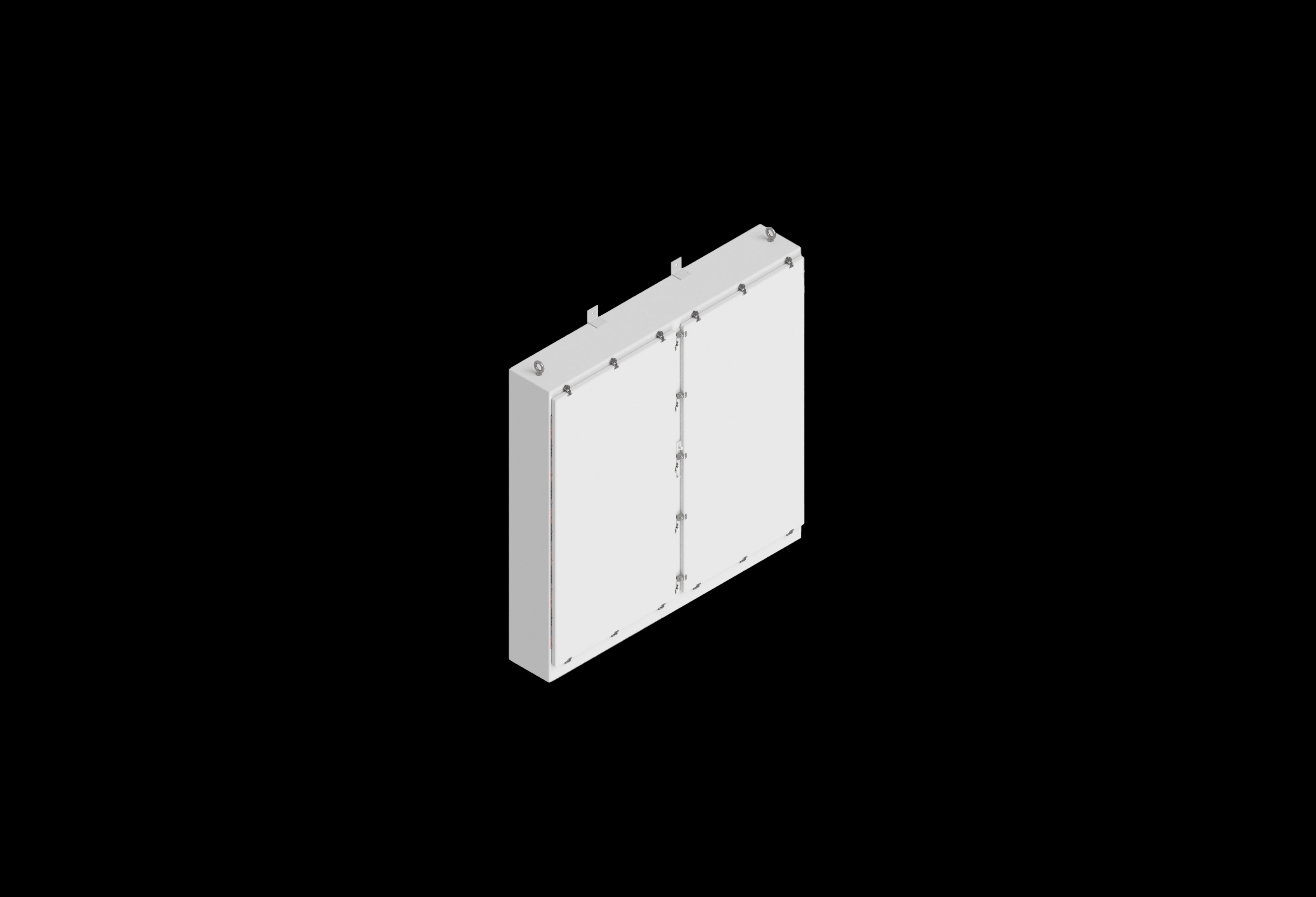 N727212FSDDHWT.jpg Fiberglass Enclosure 72 x 72 x 12 Inches N Series Large Freestanding Double Door with Stainless Steel Hinged, Latched Opaque Cover by Stahlin