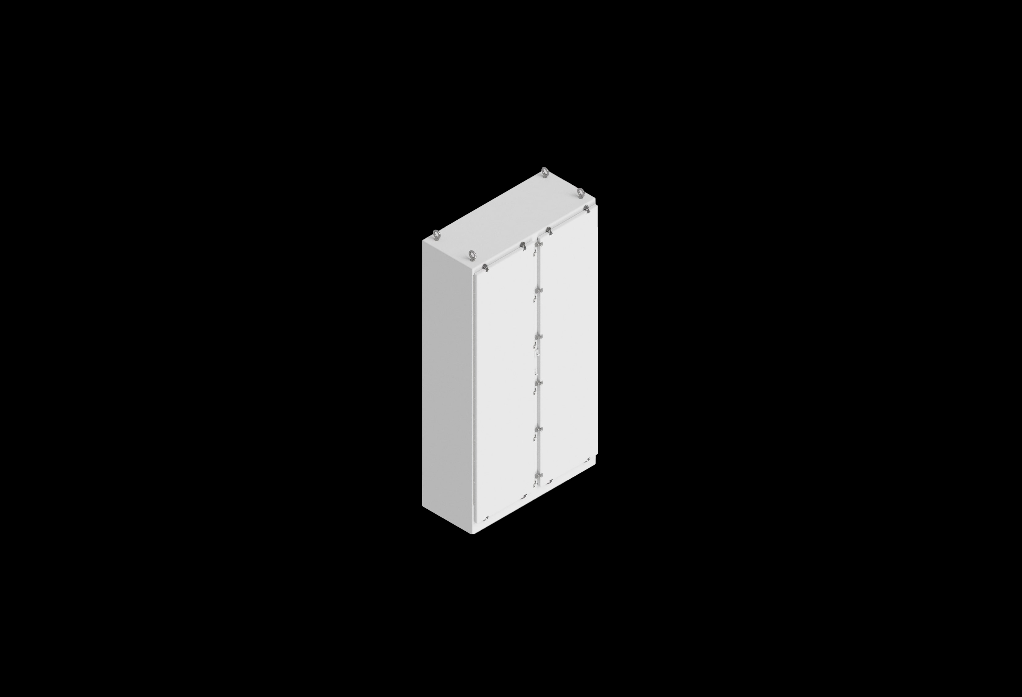 N904820FSDDHWT.jpg Fiberglass Enclosure 90 x 48 x 20 Inches N Series Large Freestanding Double Door with Stainless Steel Hinged, Latched Opaque Cover by Stahlin